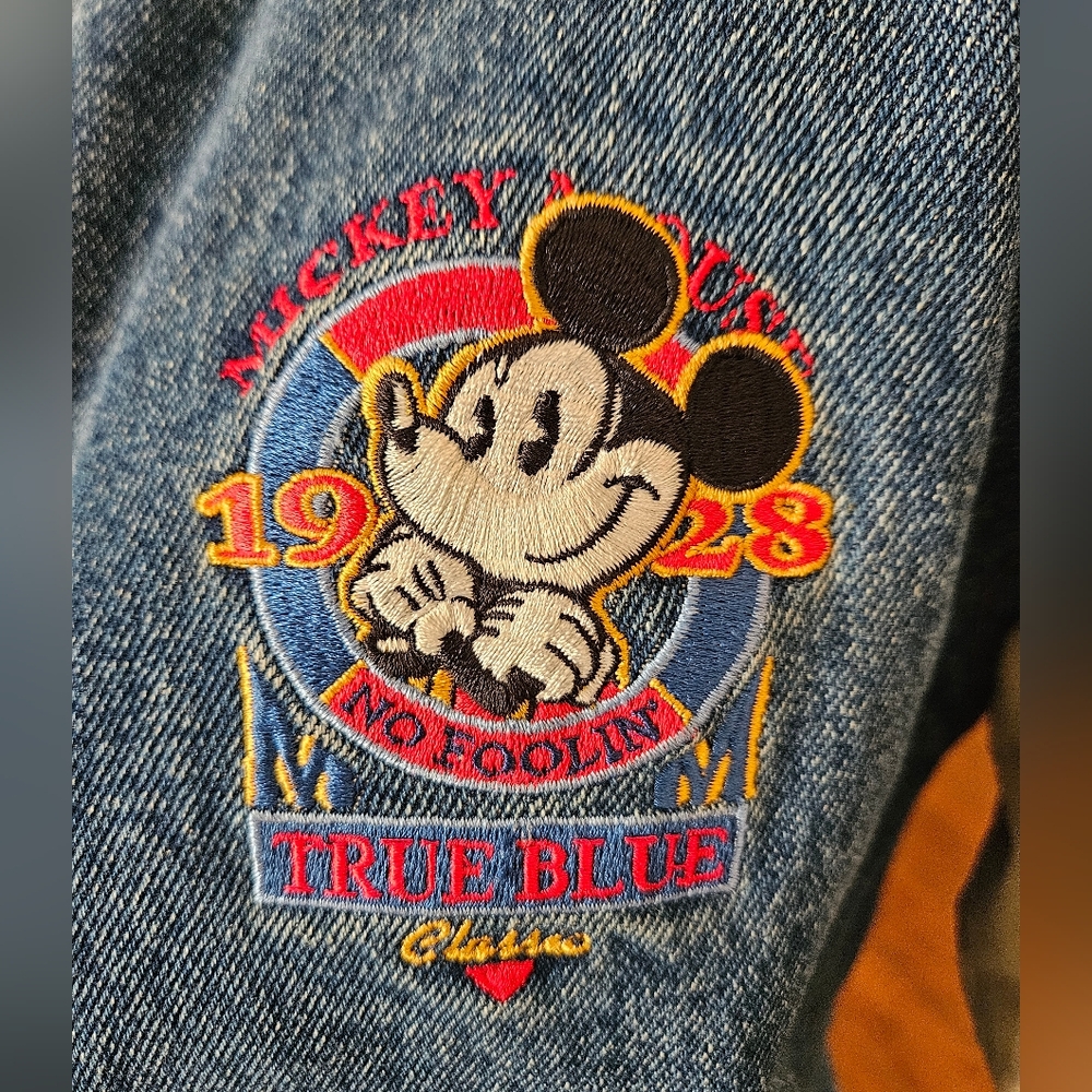 VTG Disney Store Mickey Classic 1928 True Blue Embroidered Jacket Size 7/8 YS - Picture 2 of 8